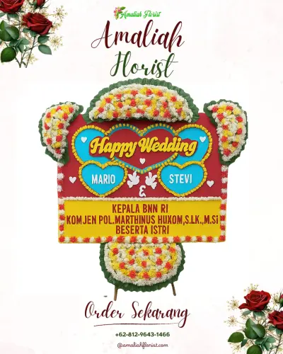 Karangan Papan Bunga Pernikahan di Sukabakti